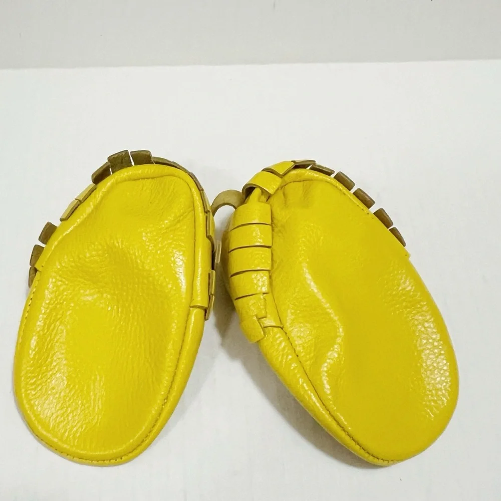 New Baby Moccasins, Yellow 100%Leather Baby Moccasins, Yellow Baby shoes